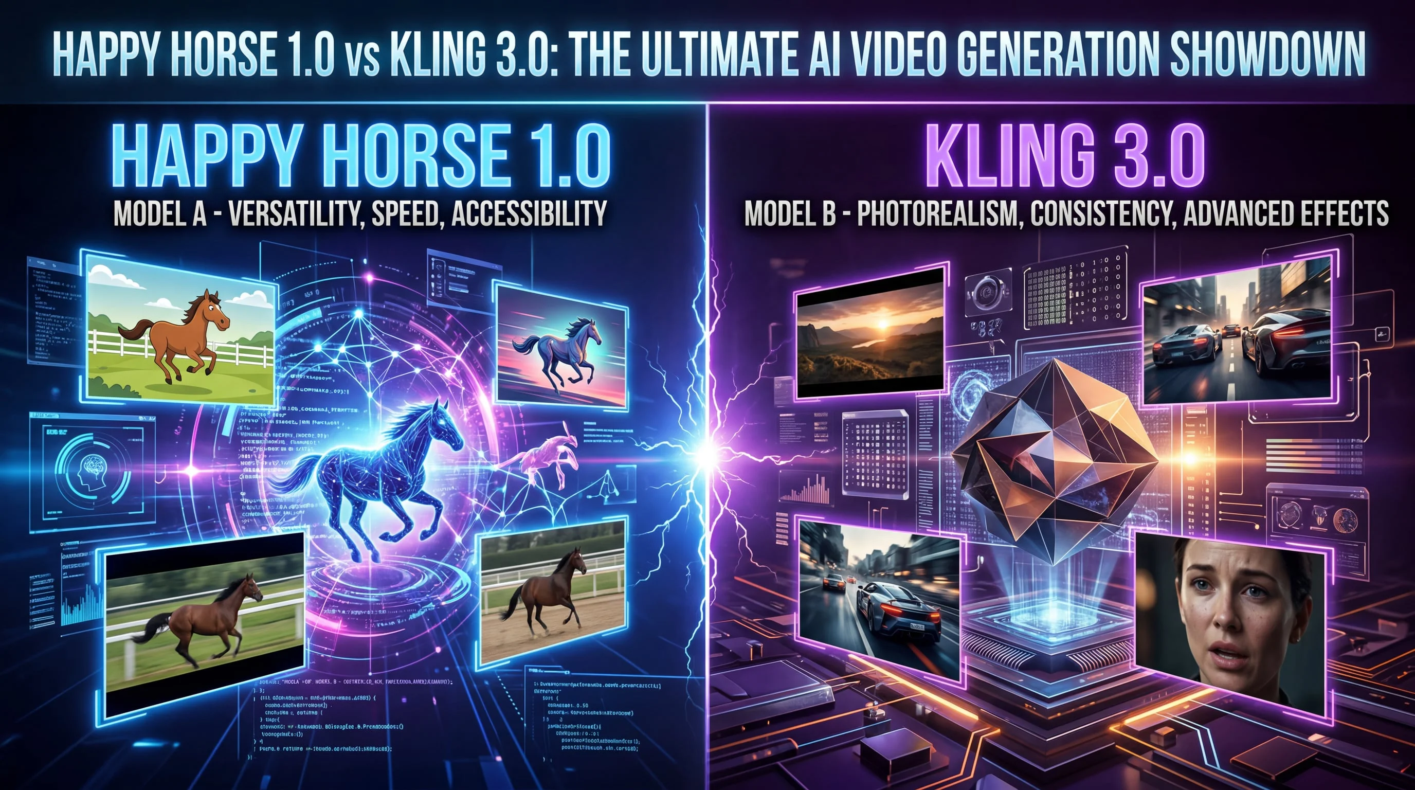 Happy Horse 1.0 vs Kling 3.0：AI 视频生成模型对比