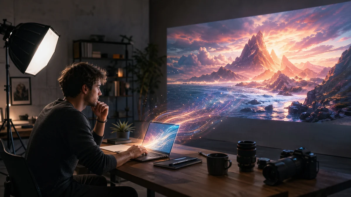 Texte ImageFX en image scène de bureau créatif